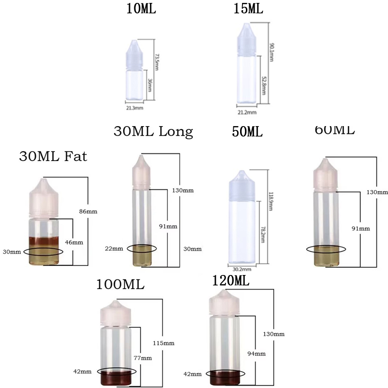 10Pcs 10/15/30/60/100/120ml Pl - Vaping Area recension och pris